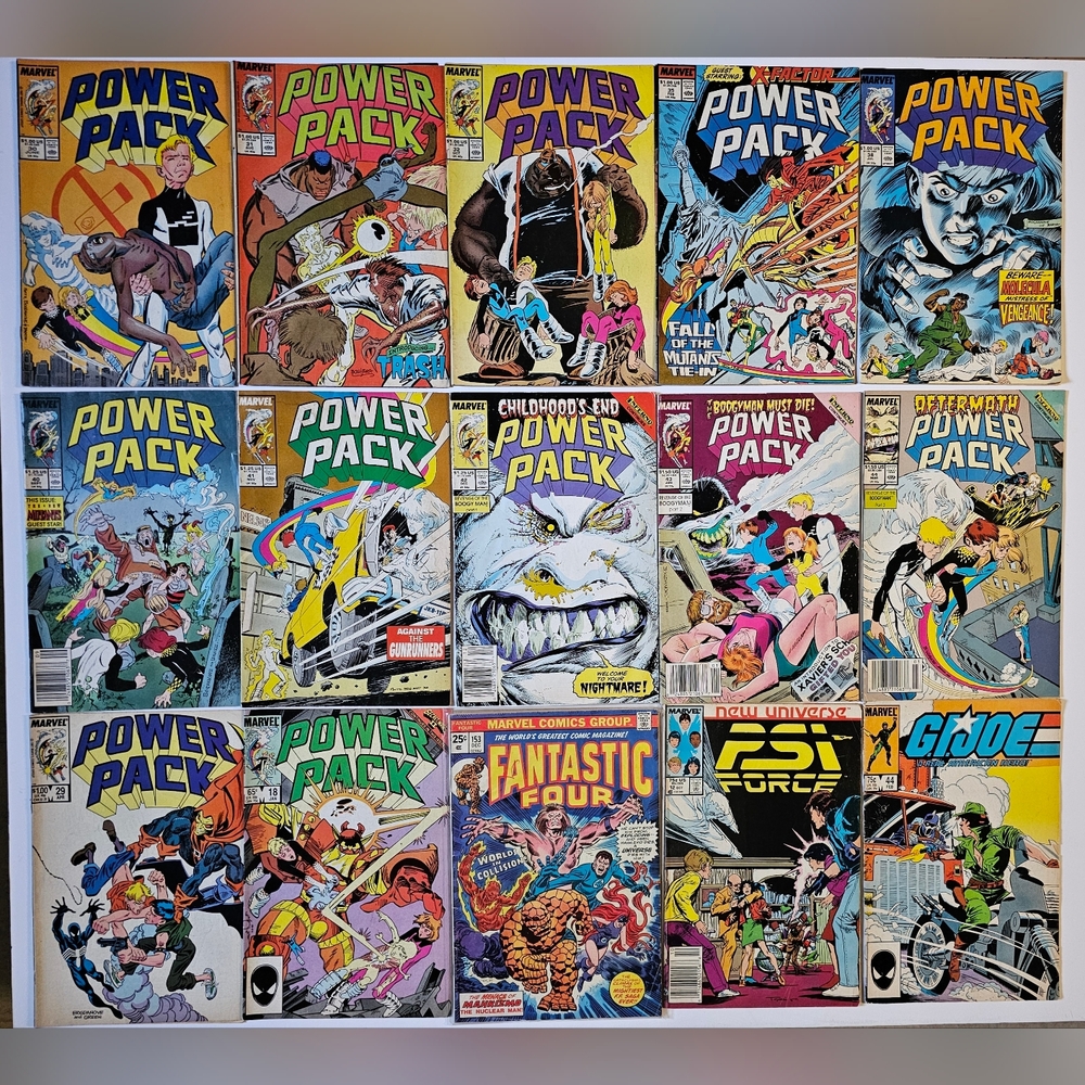 Vintage Lot of 15 Marvel Power Pack, Fantastic Four, & GI Joe Comic Books